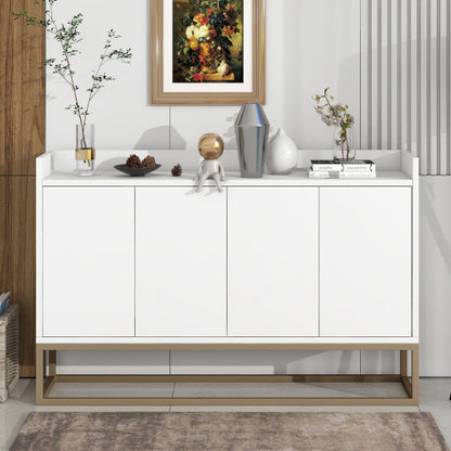 Modern White 4-Door Sideboard with Gold Legs | Viva