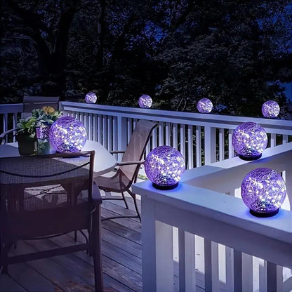 Viva Elite Premium Solar Crackle Glass Ball Light - Artisan Garden Sphere
