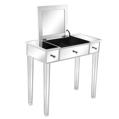 FCH Silver Computer Desk with Clamshell Mirror – Stylish & Functional Workstation