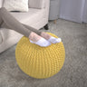 Viva Elite Bordeaux Knitted Cotton Round Pouf in Mustard Yellow