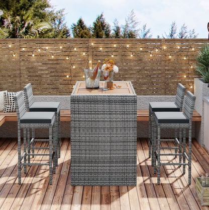 Viva Outdoor Collection: 5-Piece Wicker Patio Bar Set