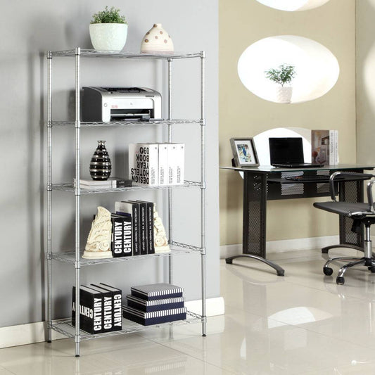 Rectangle Carbon Steel Metal Assembly 5-Shelf Storage Rack Holder Shelves