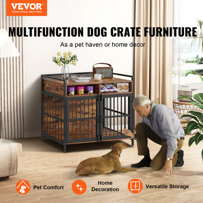 41-Inch Dog Crate Furniture with Storage & Double Doors | Viva
