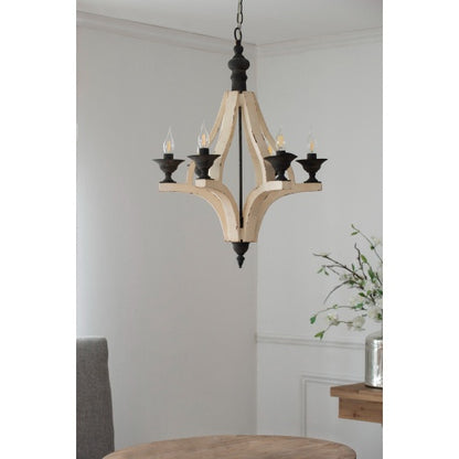 6-Light Wood Chandelier with Adjustable Chain – A Perfect Blend of Rustic and Modern Elegance