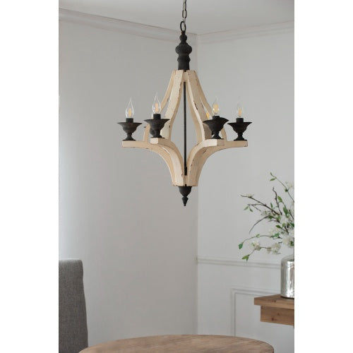6-Light Wood Chandelier with Adjustable Chain – A Perfect Blend of Rustic and Modern Elegance