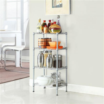 Rectangular Four Story Household Storage Rack, Silver Gray