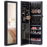 Full-Length Mirror Jewelry Armoire With 6 LED Lights, Wall-Mounted Large, Cosmetics Storage Space, Three Colors
