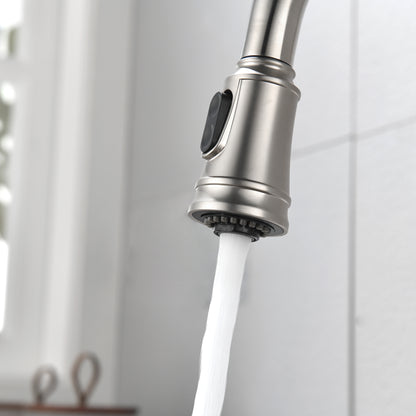 Single Handle High  Pull Out Kitchen Faucet, Single-stage Stainless Steel Kitchen Sink Faucet, With Pull Down Spray