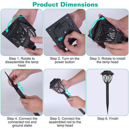 Step-by-step guide on assembling a solar lamp with text labels