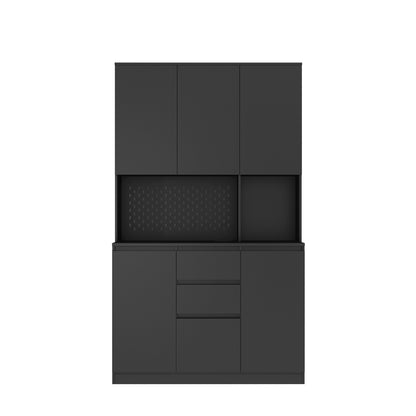 Viva Elite Noir Six-Door Pantry Cabinet – Where Dramatic Storage Meets Kitchen Sophistication