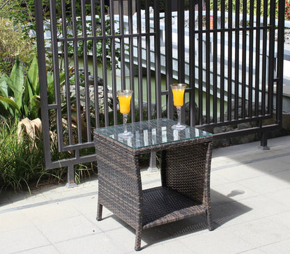 Outdoor Patio Coffee Table with Clear Tempered Glass - Elegant & Weather-Resistant