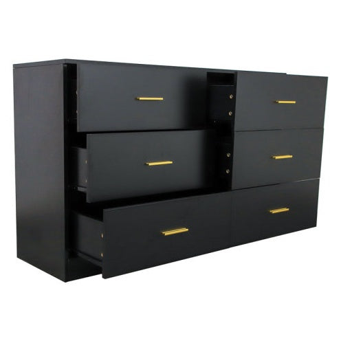 Viva Elite Noire Six-Drawer Bedroom Vanity Collection - The Future of Dramatic Elegance