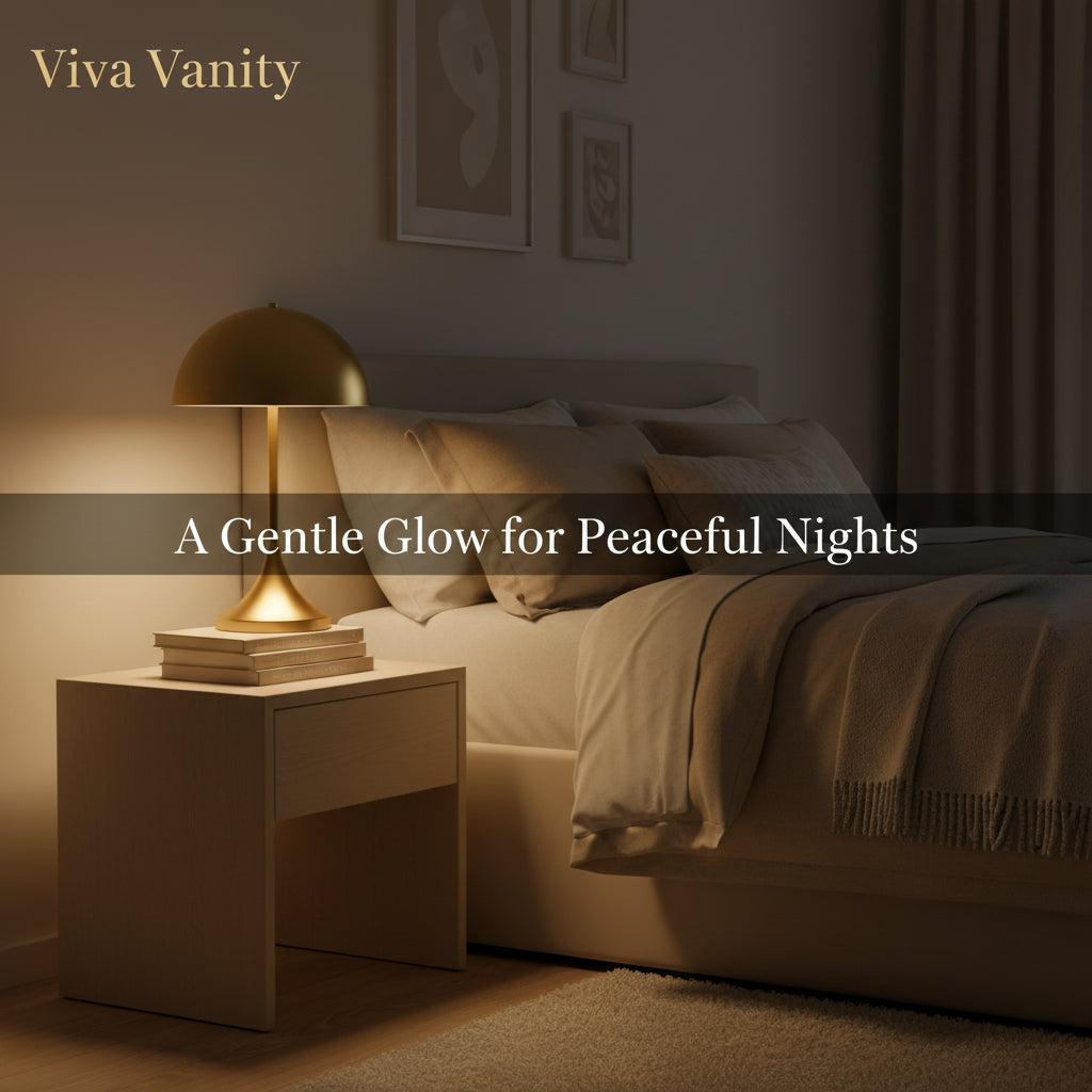 Gold table lamp on a white background