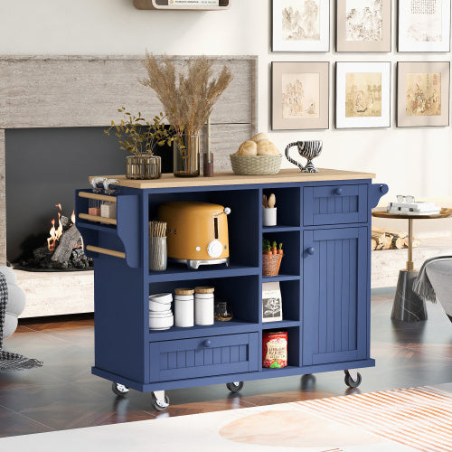 Viva Atelier Montmartre Kitchen Island Cart with Cabinet & Locking Wheels