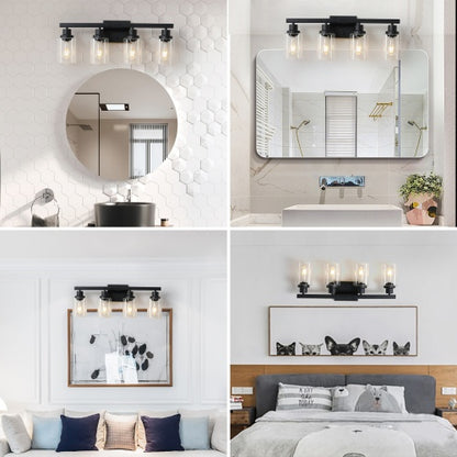 4-Light Farmhouse Bathroom Vanity Wall Sconce - Rustic Industrial Dresser Light Fixture