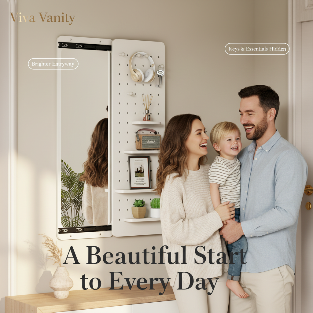full length wall mirror 47 6" panel mirror with hidden with full-body reflection