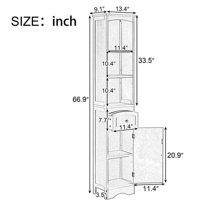 Tall Bathroom Storage Cabinet with Adjustable Shelves & Drawer – Maximize Your Space with Elegance