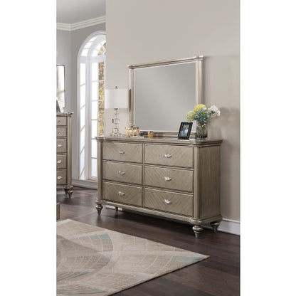 Viva Elite Champagne Silver Dresser with Mirror - Antique Elegance
