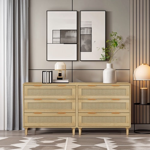 The Viva 3-Drawer Rattan Locker Set – Natural Texture, Urban Precision