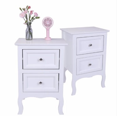 Viva Countryside Elite White Bedside Table – Premium 2-Drawer Farmhouse Nightstand