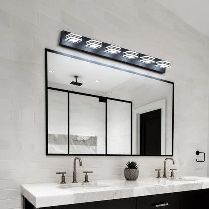 Viva Elite Modern Black Vanity Light - 6-LED Acrylic Bathroom Fixture