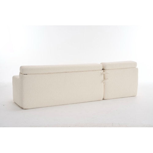 Viva Atelier Lyric White Chenille Compression Sofa with Chaise