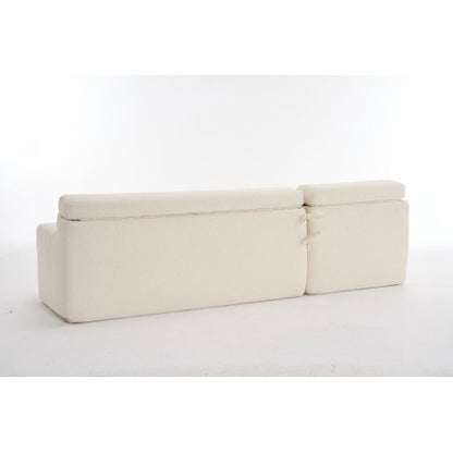 Viva Atelier Lyric White Chenille Compression Sofa with Chaise