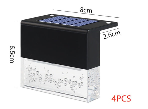 Black solar light with dimensions and quantity label on a white background