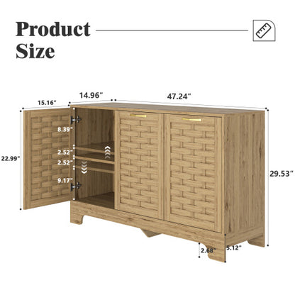Wood-Finish 3-Door Storage Cabinet | Viva