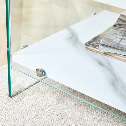 Nocturne White 1-Drawer Glass Nightstand | Viva Elite