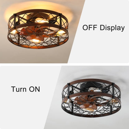 Viva Elite Farmhouse Cage Ceiling Fan with Light - 20" Black Semi-Flush with Remote
