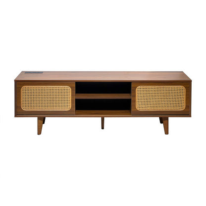 Mid Century Modern Rattan TV Stan , Entertainment Cabinet