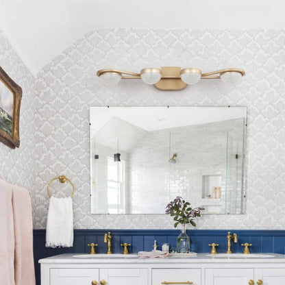 Viva Elite Modern Gold Bathroom Vanity Light - 4-Light LED Wall Fixture with Acrylic Shades