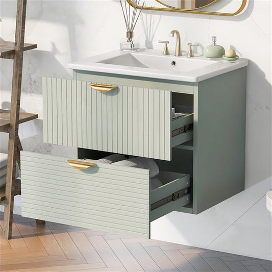 🚿 Modern 24-Inch Wall Mounted Bathroom Vanity – Sleek & Space-Saving Design