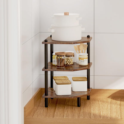 Brown Rustic-Style Corner Shelf | Viva Aster
