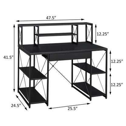 Office Desk with Shelving & Hutch – 3 Finishes | Viva Noir Éclat