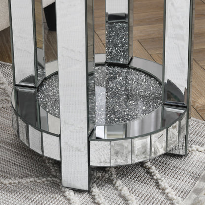 Crystal Inlaid Mirror Round Table – Elegance & Luxury for Your Space