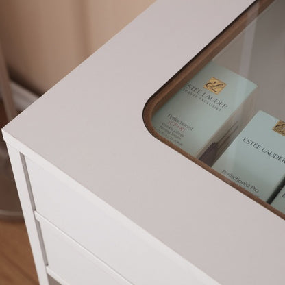 Illuminated Elegance: White Vanity Desk with Lighted Mirror & Ample Storage