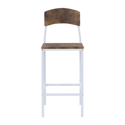 TOPMAX Farmhouse 5-piece Counter Height Drop Leaf Dining Table Set With Dining Chairs For 4,White Frame Rustic Brown Tabletop