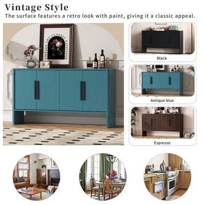 4-Door Retro Storage Cabinet | Large Sideboard with Adjustable Shelves & Mid-Century Design