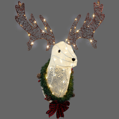 Deer Head Flower Wreath Wall Mounted Warm White Light – Elegant & Cozy Home Décor