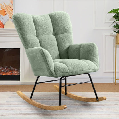 Light Green Teddy-Fabric Rocking Chair | Viva