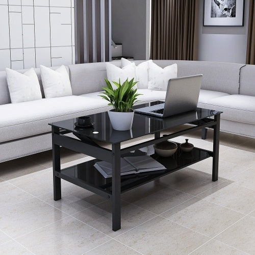 Viva Louvre Collection: The Noir Elevate Tempered Glass Coffee Table