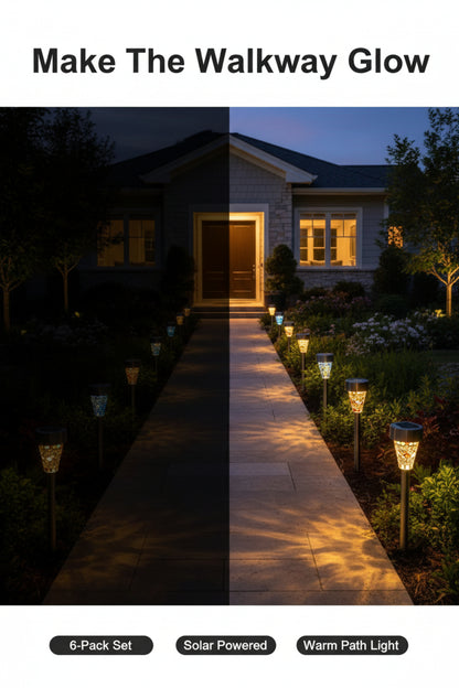 Viva Elite 6-Pack Solar Pathway Lights for Garden, Walkway & Patio