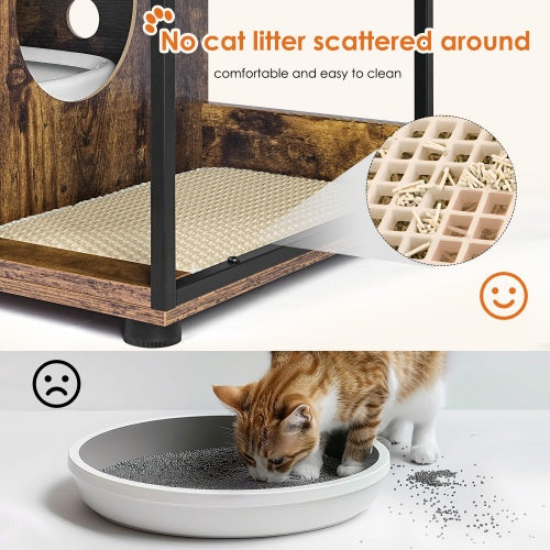 Viva Atelier Haven Rustic Brown Dual-Cat Litter Box Enclosure