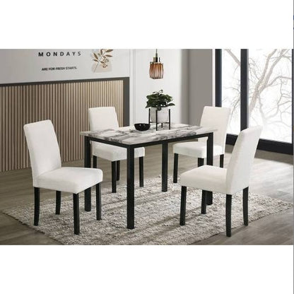 Viva Aria White Wool Fabric Dining Ensemble