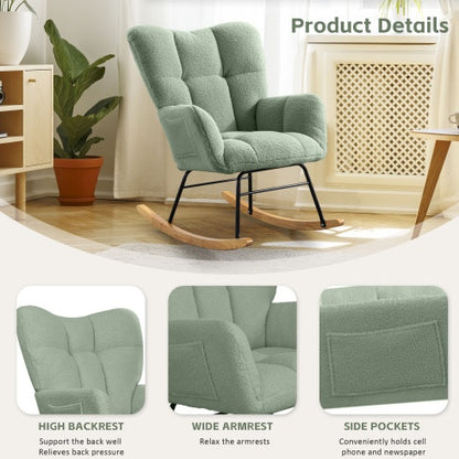 Light Green Teddy-Fabric Rocking Chair | Viva