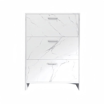 Viva Aria High-Gloss White Marble 3-Door Shoe Cabinet