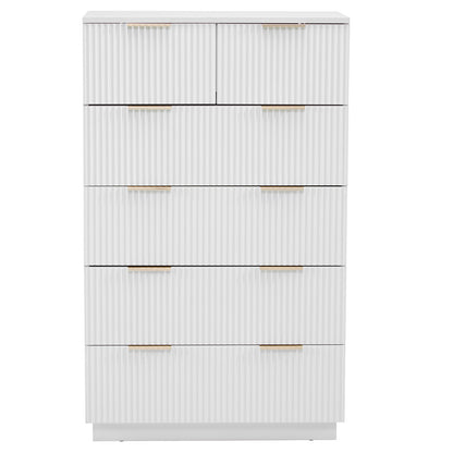 White P2 Density Board, Corrugated Surface, Five Layers And Six Drawers, Chest Of Drawers