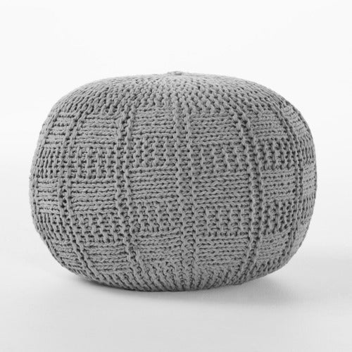 Viva Atelier Boreal Hand-Knitted Cotton Round Pouf